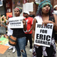 Protesters gather at the spot where Eric Garner died as they rally against police brutality in Garner’s memory Aug. 23, 2014, in Staten Island, N.Y.
STAN HONDA/AFP/Getty Images
